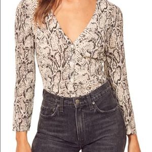 Reformation Jemma Long Sleeve Top Rattlesnake